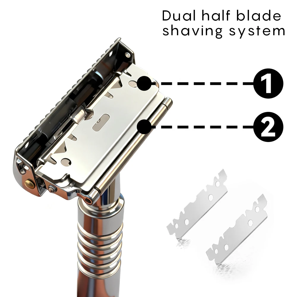 Whityle 22T Second Generation Safety Razor Advanced Double Shaving System Shaver for Man with Glide Roller Shave M5 Head Design