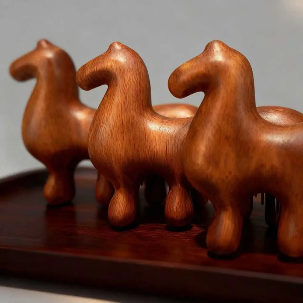 

Sandalwood Meridian Massage Comb Zodiac Horse Anti-Static Scalp Point Massage Brush Help Blood Circulation Coarse Tooth