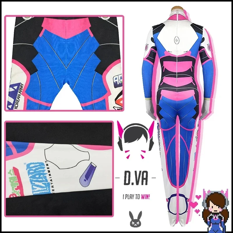 FC6D.Va Cosplay Costume Dva Set Song Hana Siamese Cos Costume Tights Woman's Halloween Party Costume Overwatch Dva Cosplay @FC8！