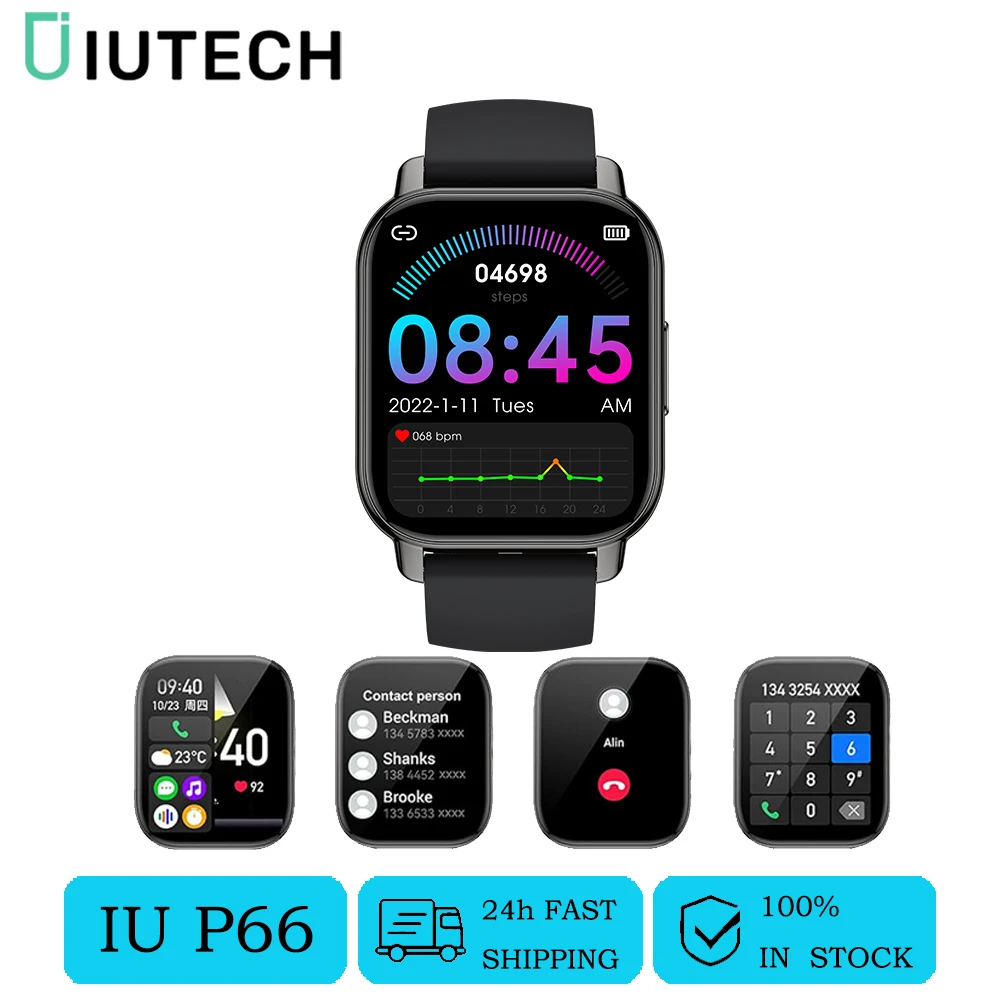 

IUTECH P66 Smart Watch for Men Women 1.85" Bluetooth Connect Call Watches Waterproof Sports Health Electronic Wrist Smartwatch