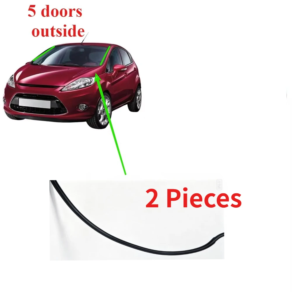 2 Pcs Be8Z5403136A 5 Doors Outside Front Windshield Side Rubber for Ford Fiesta 2009-2014 Protective Weatherstrip Outer Laminate