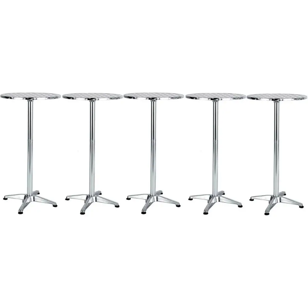 

5pcs 45 Round Bar Height Tables with 23.75 Stainless Steel Tops for Commercial Indoor/Outdoor Use