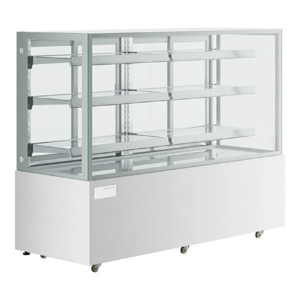 Commercial Square Glass Display Cabinet Black Refrigerated Baking Cabinet 70-7/8x26-5/8x55-3/16 Inch 6 Adjustable