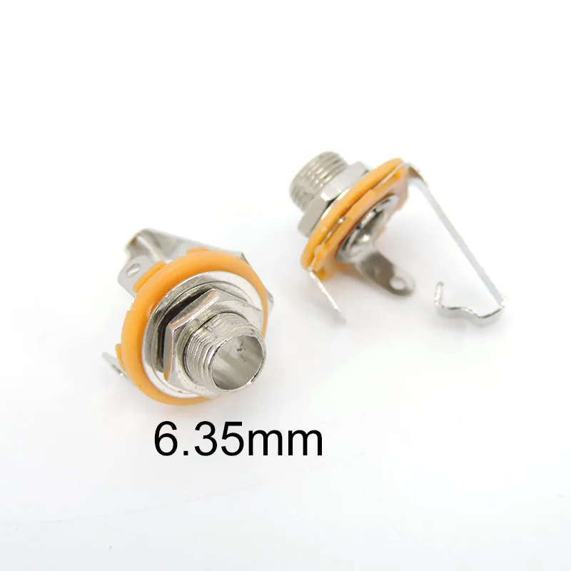 

5x 6.35mm 1/4" Female Panel Mount power socket 6.5 2 pin Pole Mono Audio cable Jack plug Connector Chassis Solder Adapter E