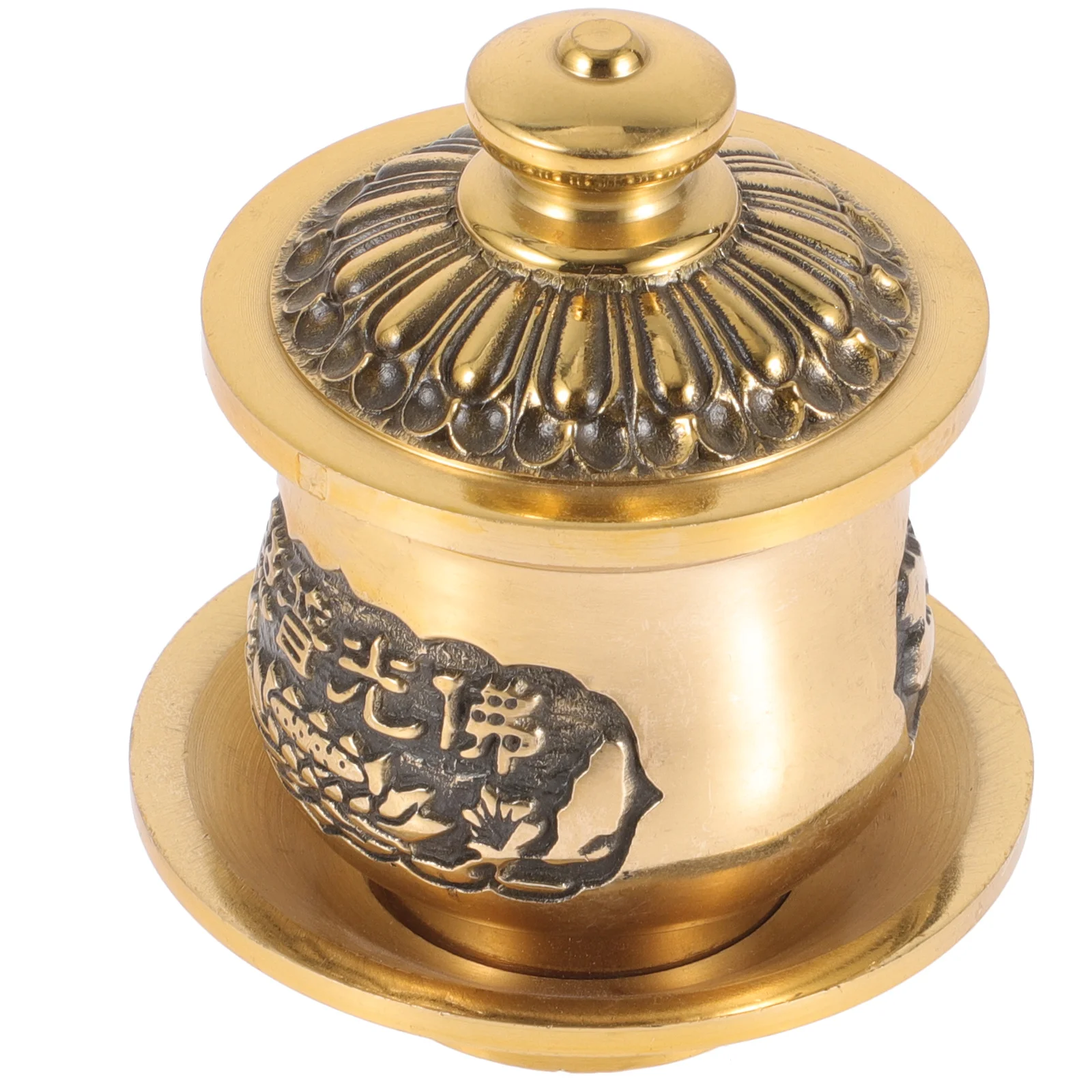 Premium Copper Buddhist Water Cup Exquisite Pattern Polishing Process Multi-Functional Home Temple Worship Offering Container