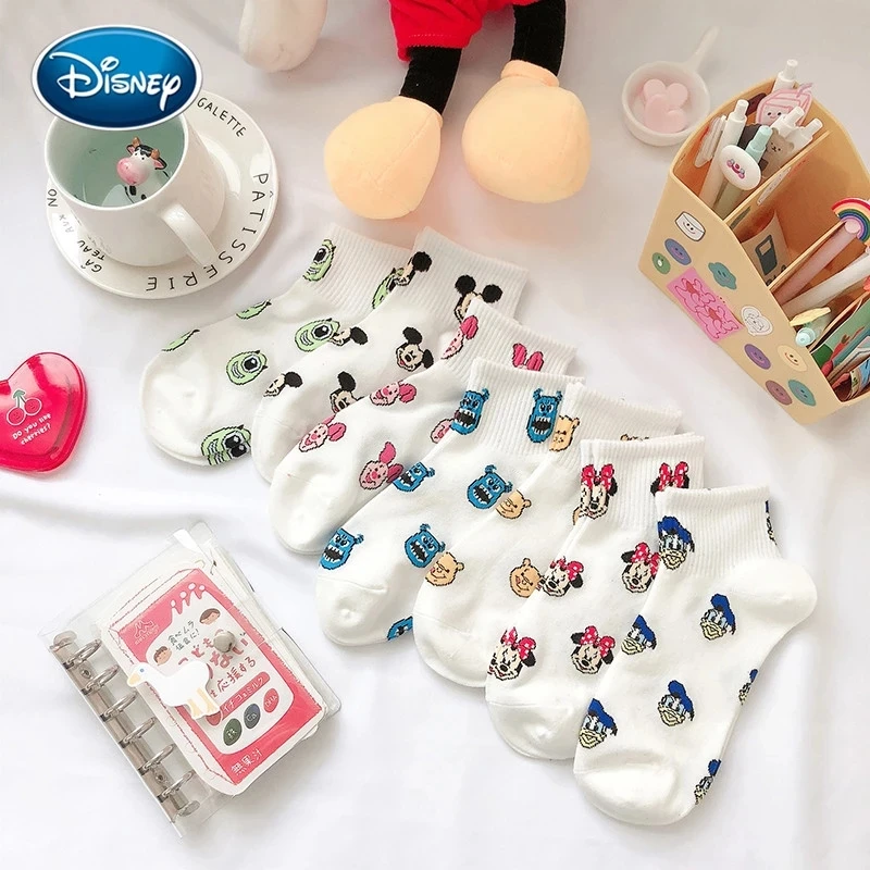 Mickey Minnie Ferkel bedruckte Baumwoll socken Disney Girl Socken Sommer atmungsaktive Socken Harajuku weiß bedruckte Mode Frauen Socken