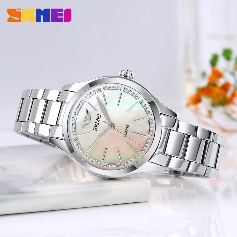 SKMEI Original Brand Quartz Watch Luxury Stainless Steel Strap Casual Fashion Women\'s Wristwatch Waterproof Ladies Watches