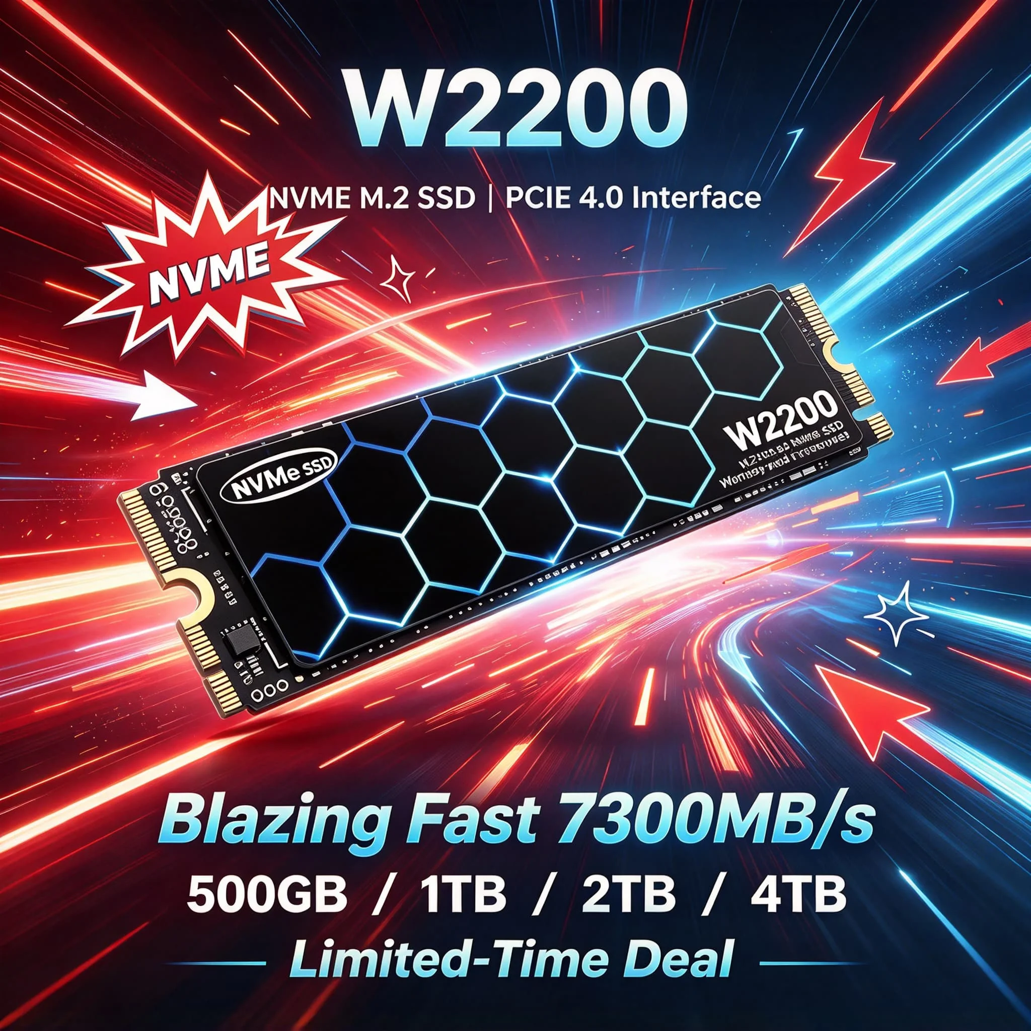 High Speed 2026 New Fast Speed W2200 M2 NVMe PCIe 4.0 SSD 500GB 1TB 2TB 4TB Game Office PC Notebooks Inside Solid State Disk