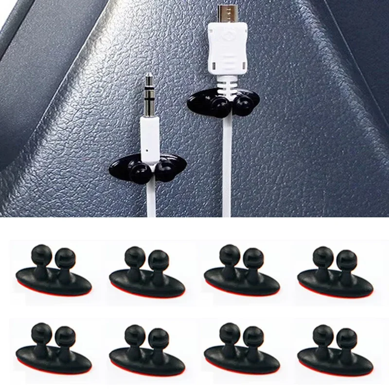 Cable Organizer Clips Adjustable Ties Mounts Self Adhesive Table Wire Clamp Holder Cord For Car Mobile Phone Charging Winder