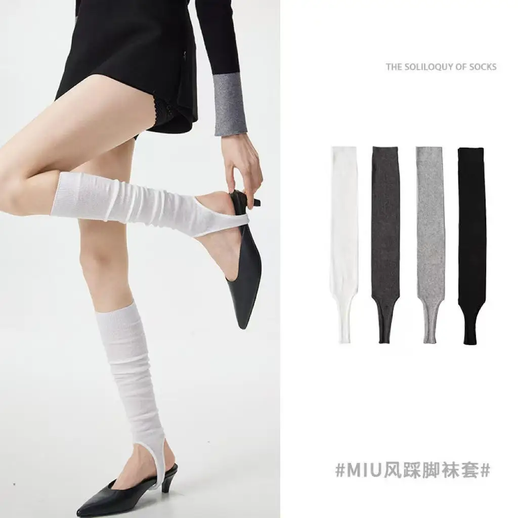 1Pair Over KneeHigh Women Stockings Fashion Cotton Long Knee Sock Thin Breathable Solid knit stacked sock Step on the feet socks