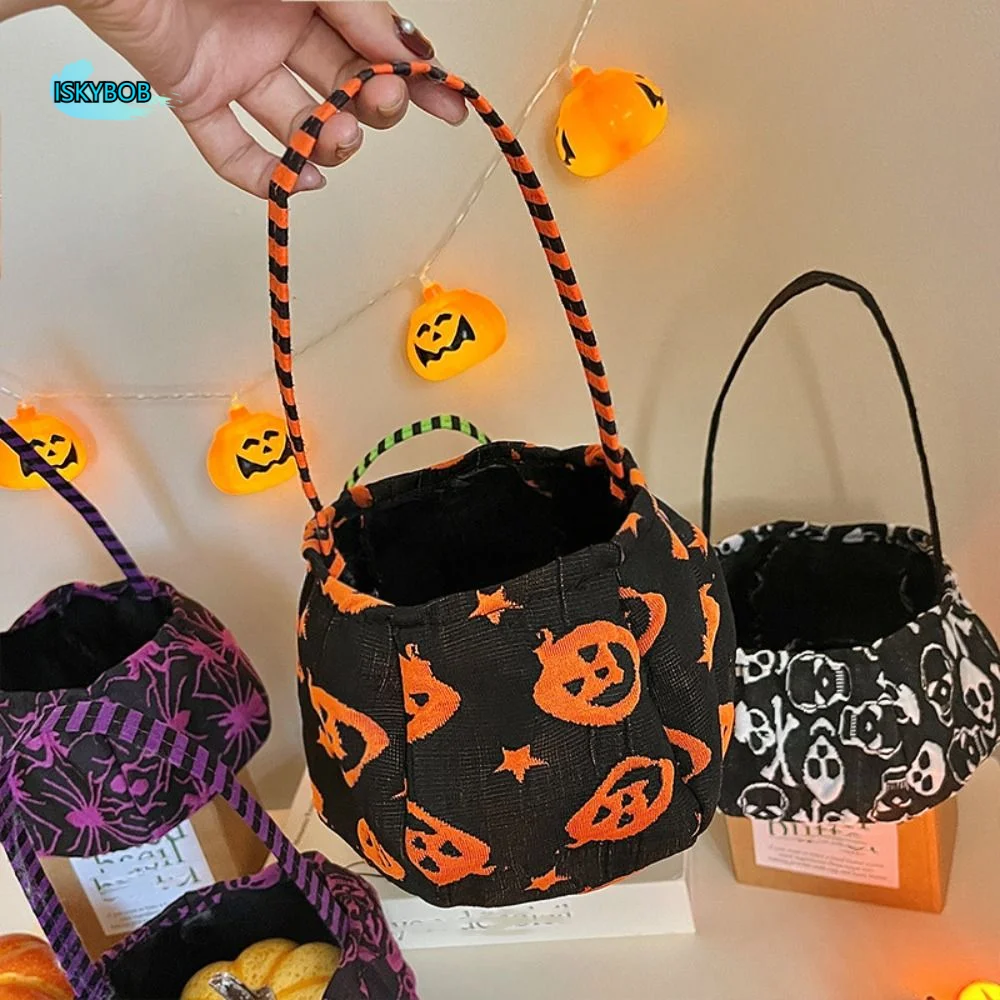 

Kawaii Cloth Halloween Candy Bag Gifts Pouch Plush Pumpkin Candy Bucket Trick or Treat Handbag Stuffed Cotton Tote Bags Festival