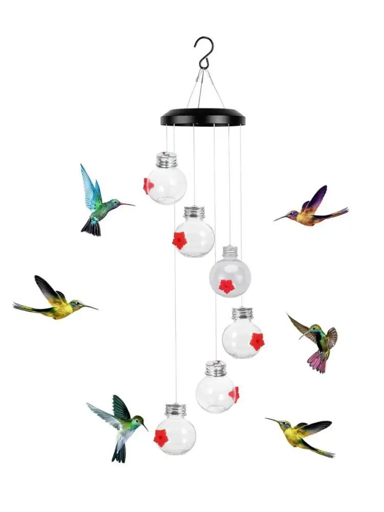 Wind Chime Hummingbird Feeder Outdoors Window Bird Feeders Garden Decor Anti Fading Outside Bird Feeders