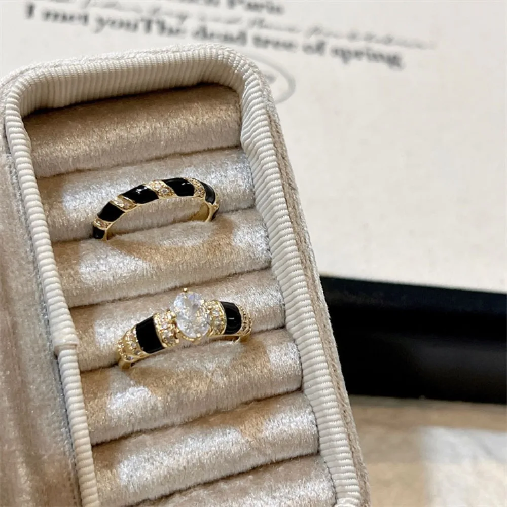 خمر خواتم العقيق الأسود غرامة مجوهرات المبهرة الفاخرة اليومية زوجين نمط خاتم الخطوبة الزفاف قابل للتعديل