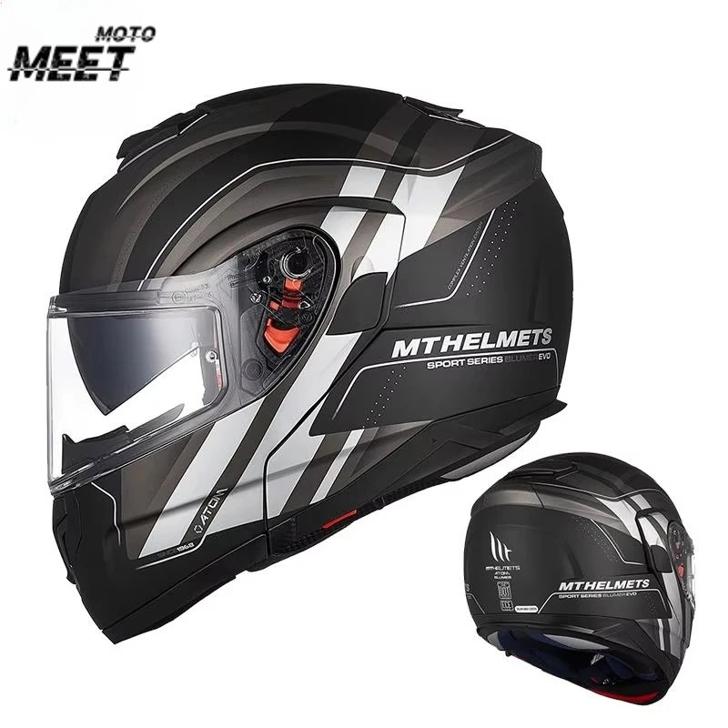 Flip Up Helmet Gloss/Matt Motorcycle Mt Atom Sv M-4Xl Color Options Original Helmets Double Visors for Motocross Abs Shell