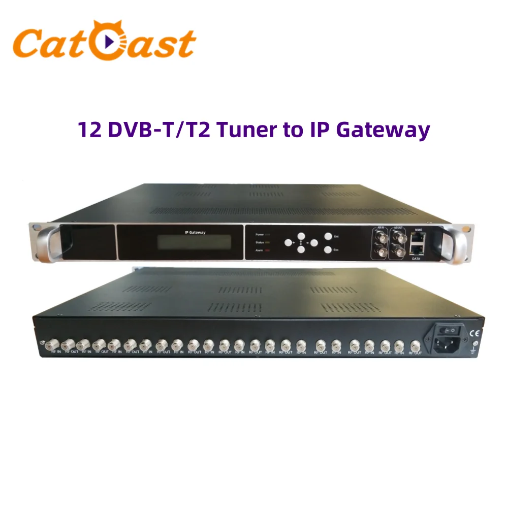 

12 Channel Multiplexing CATV to IPTV IP Converter 12 FTA DVB-T/T2 Tuner to IP FTA Gateway