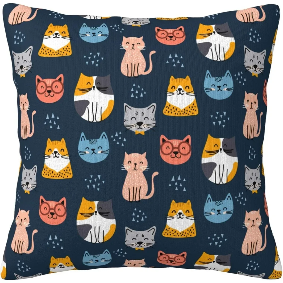 Colorful Cats Pillow Cases Square Standard Cushion Covers for Outdoor Couch Sofa Bed Car Gift Double Side Design 40x40cm 16x16In