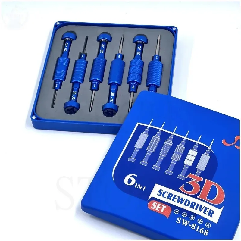 Screwdriver SW-8168 3D Strong Megnetic 6 In 1 Set For iPhone Notebook Watch And Glasses Repair With Magnetic Screwdriver Set