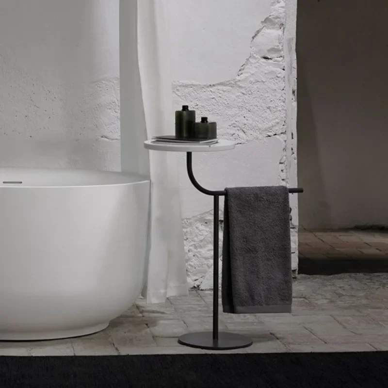 رف رف الحمام رف الحمام الأبيض، رف المناشف الأسود للحمام بدون فتحات الحفر #2