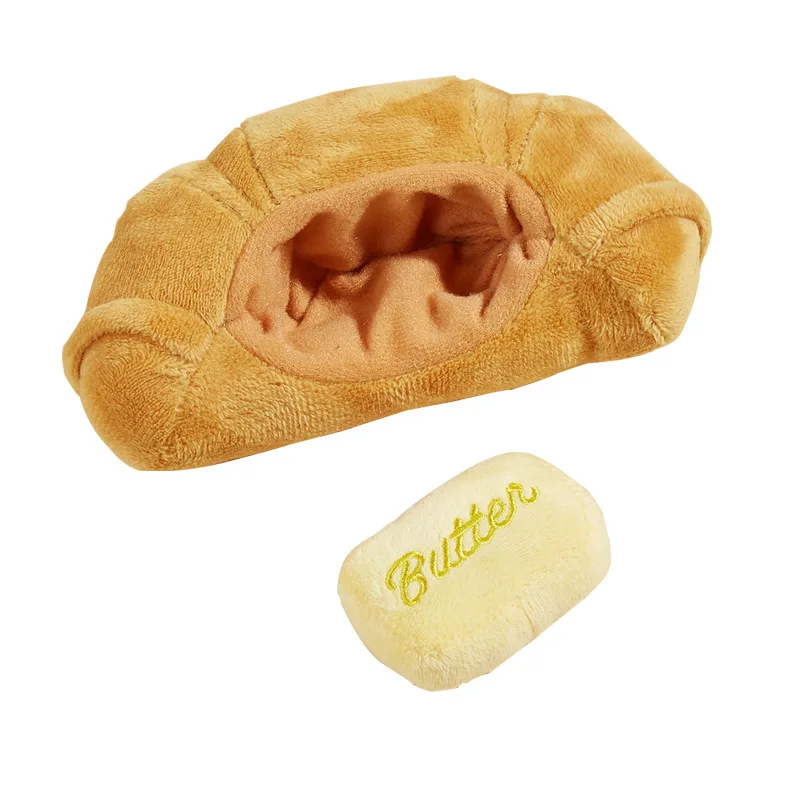 Fast Food Plush Squeaky Dog Toys, Hamburger Fries Cake Hot Dog Ice Cream Chicken Leg Squeaky Pet Chew Toy, Soft Stuffed Interactive Puppy Toy for Boredom Relief, Small Medium Dogs & Cats - view 6