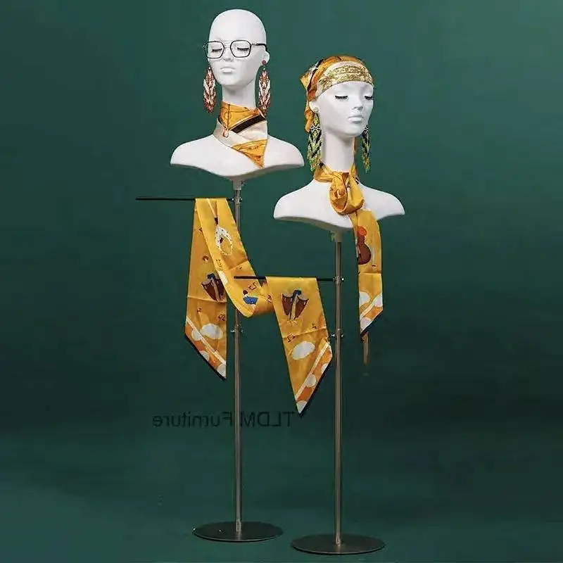 

Glasses High-end Simulation Mannequins Props Head Female White Scarf Head Hand Model Hat Jewelry Mannequins Display Rack H