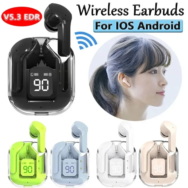 T2 tws Wireless Bluetooth Headset Earbuds Transparent ENC Headphones Digital Display Stereo Sound Earphones for all smartphone