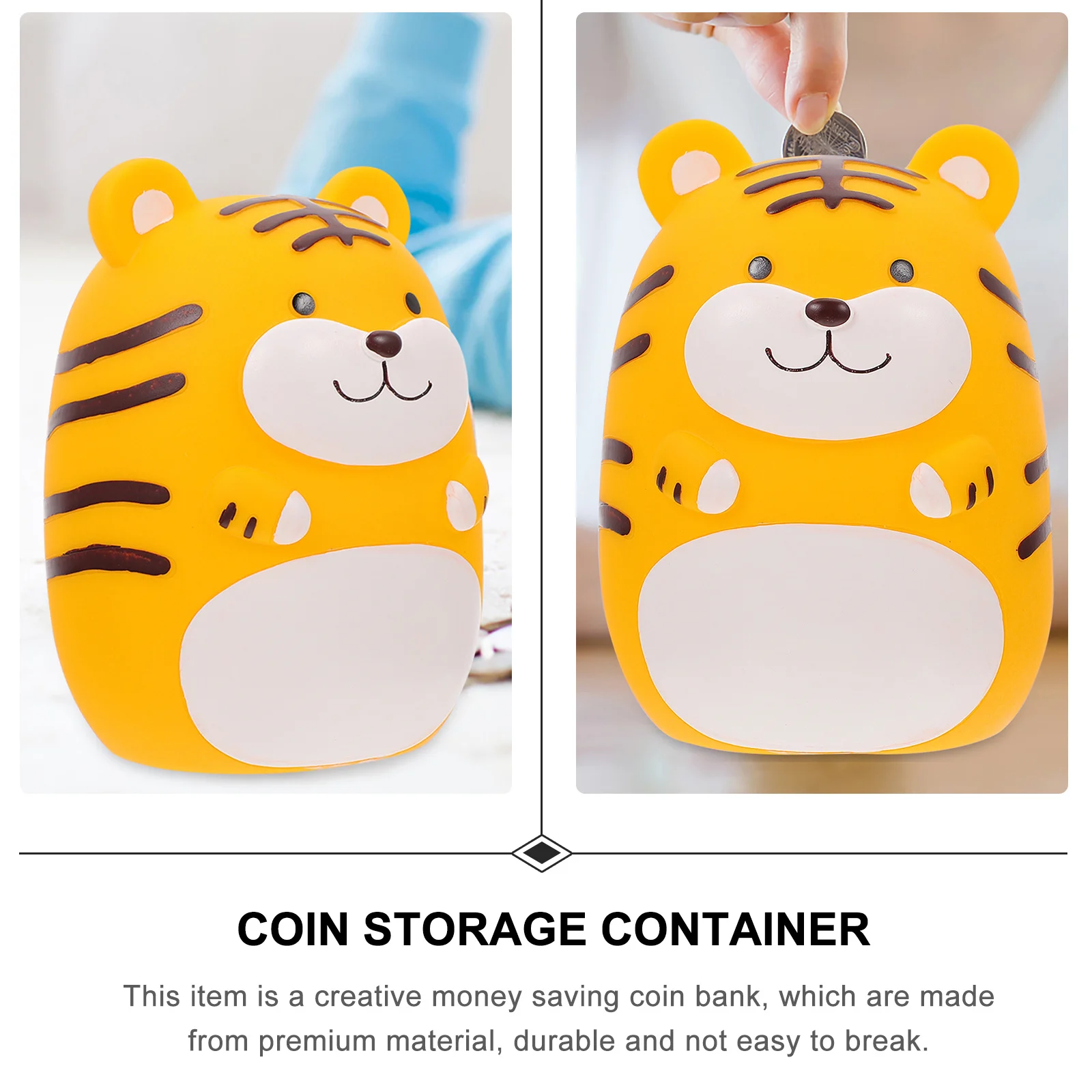 

1Pcs Tiger Shape Yellow Piggy Bank Creative Coin Storage Container Durable Desktop Decoration Money Saving Box for