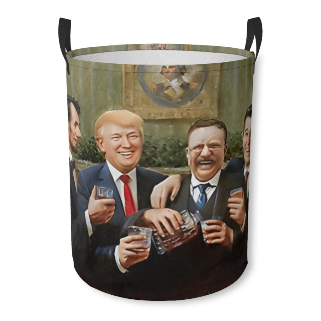 

Donal Trump President Make America Great Again Dirty Laundry Basket Clothes Organizer Foldable Storage Bucket Bathroom