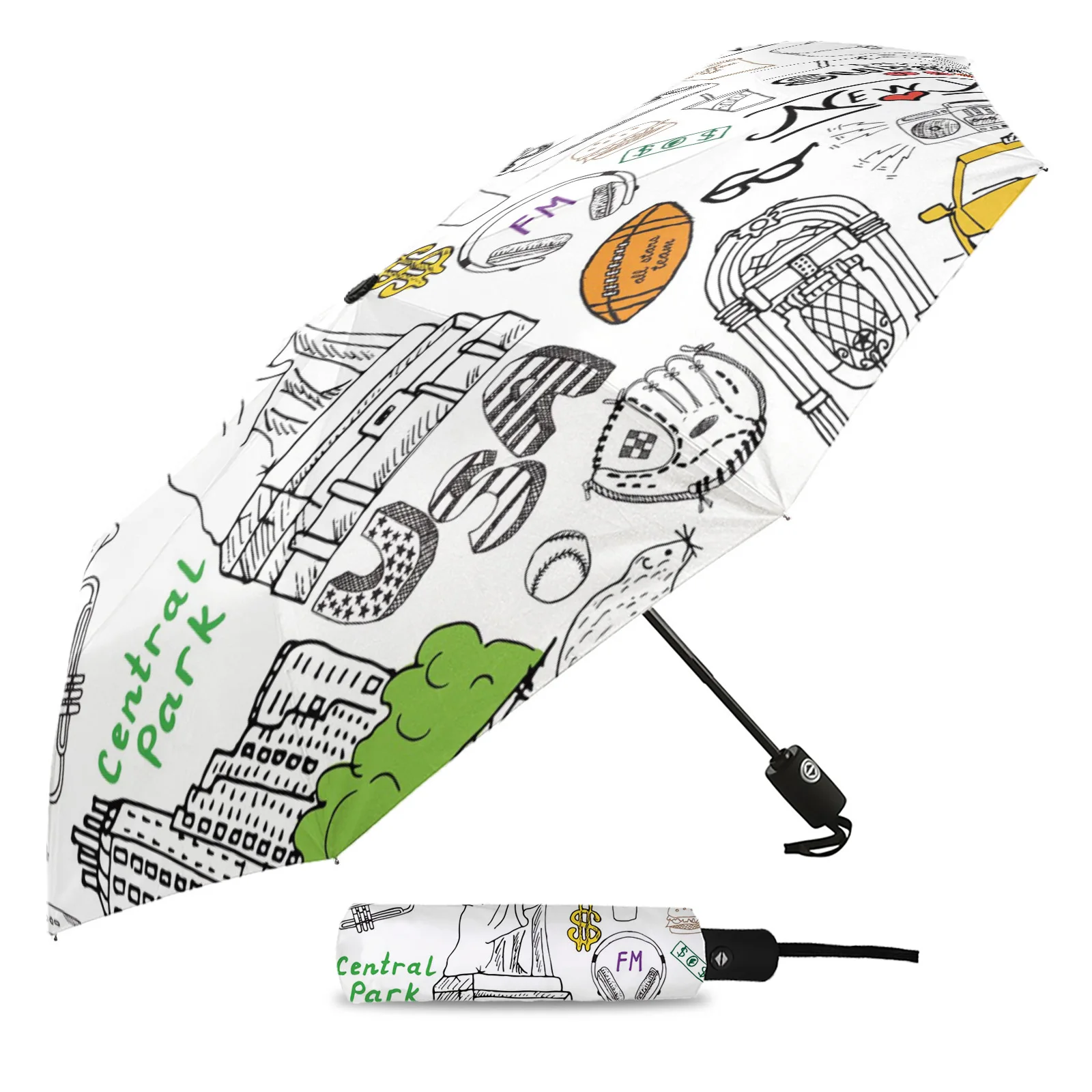 New York City Statue Of Liberty Automatic Umbrella for Rain Foldable Parasol Umbrella Eight strand Outdoor Umbrellas