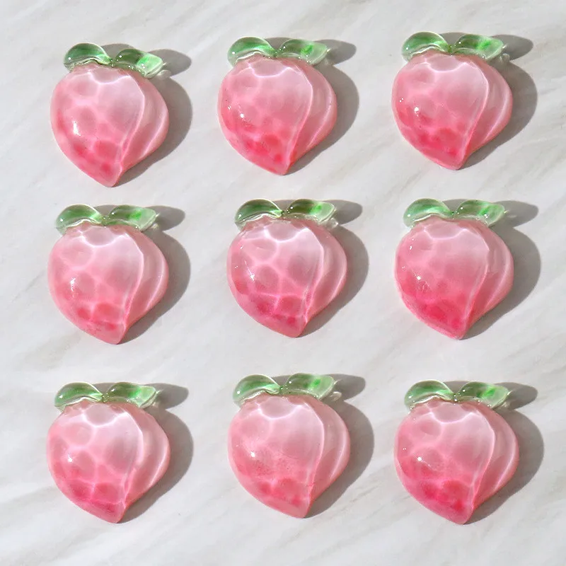 

Wholesale 100pcs/lot color pattern print cartoon peach shape resin flatback beads diy jewelry earring/hair accessory