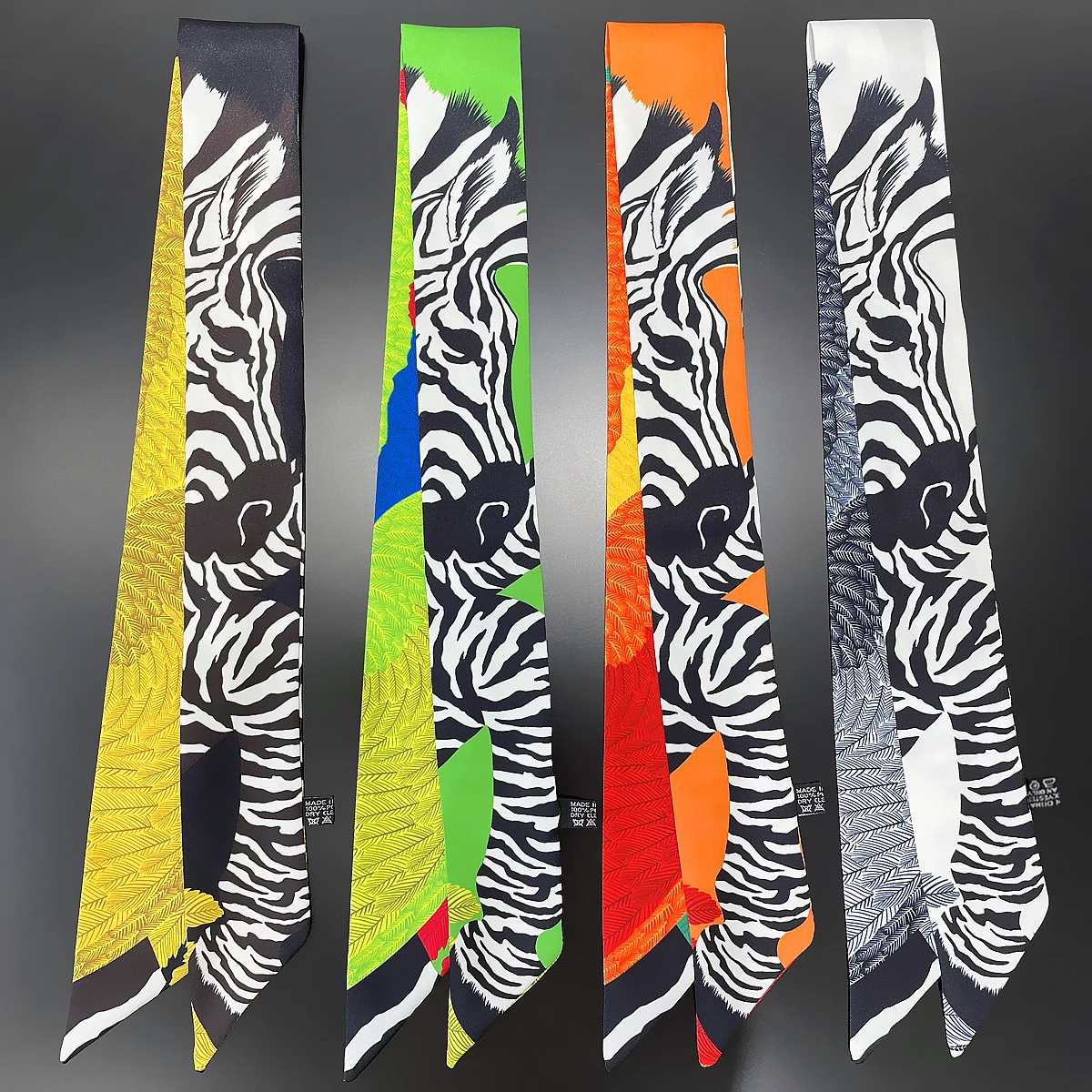 2023 Brand Design Pegasus Zebra Women Scarf Luxury Silk Scarf Fashion Hair Headband Foulard Skinny Bag Scarves Neckerchief