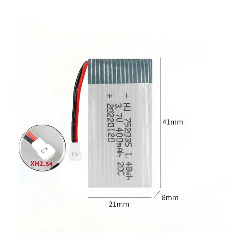 752035 400mAh بطارية 20C 3.7V بطاريات ليبو عالية المعدل ل Habersham X4 H107D H107 H31 كوادكوبتر نموذج طائرات الملحقات