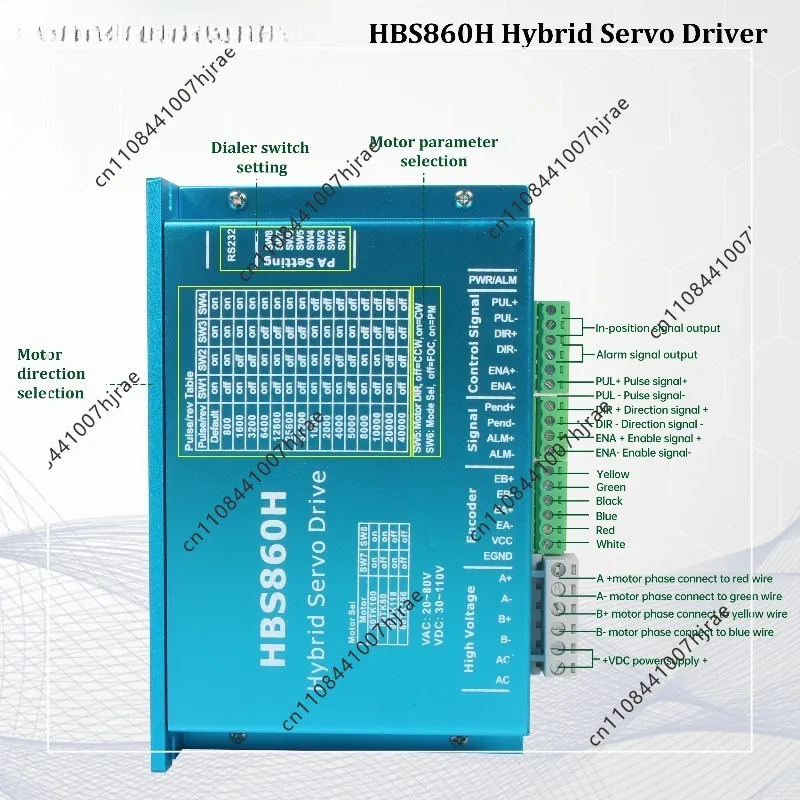 HBS860H CNC Hybrid Servo Motor Driver AC20-80V or DC30-110V For Nema34 Close Loop Servo Motor