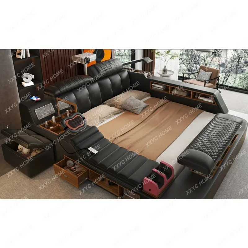 XX Modern Double Bed Girls Design Smart Bedroom Queen King Size Bed Beauty Sleeping Princess Leather Cama Lounge Suite Furnit