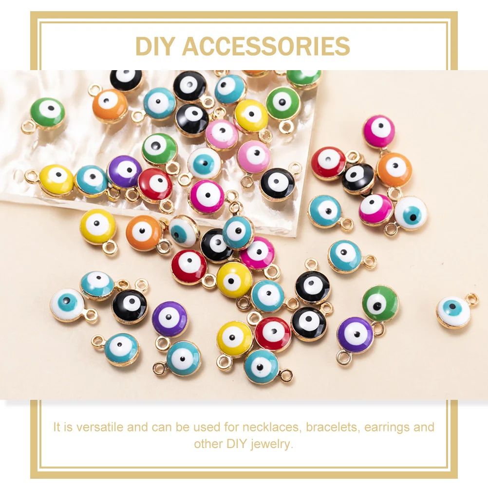 50 Pcs Eye Pendant Jewelry Pendants Decorative Loose Beads Evil Scattered with Holes Alloy Unique Shiny