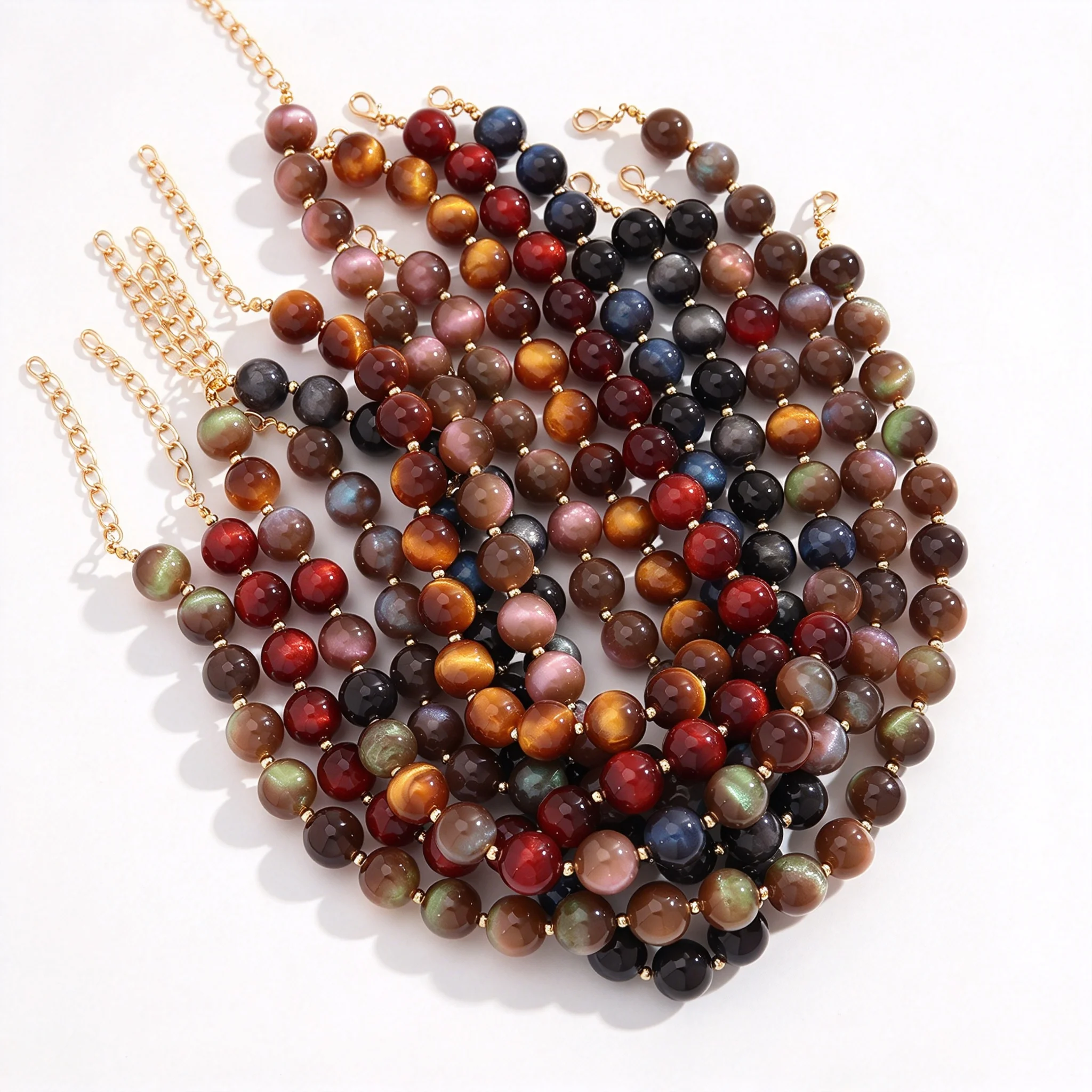 Fashion Acrylic Iridescent Geometric Round Beads Choker Necklace Glitter Ball Beaded Collar Necklace New Jewelry Gifts