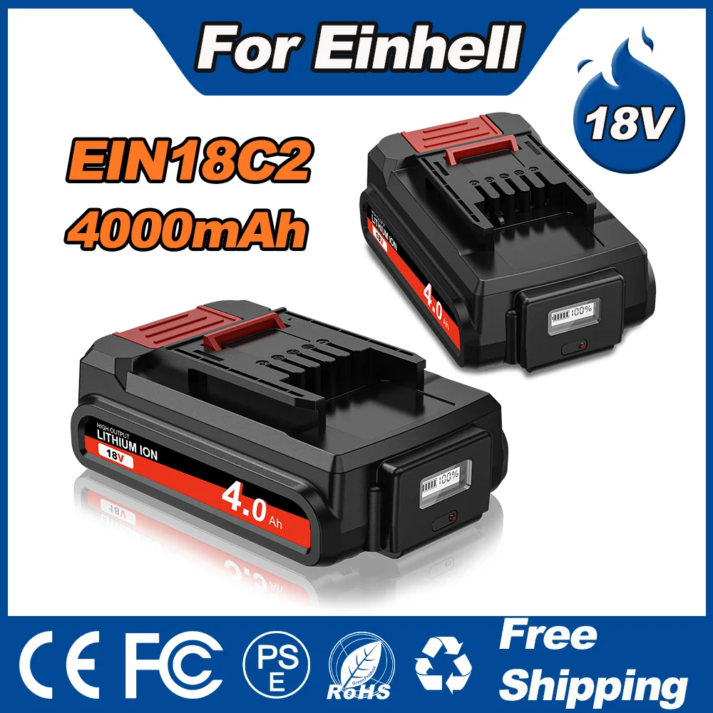 Battery For EINHELL EIN18C2 4000mAh 18V Rechargeable Battery For EINHELL Power X-change PX-BAT4 PX-BAT52 GE-LC 4511396 4511437