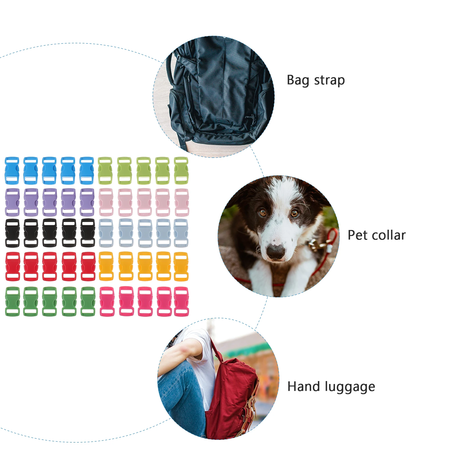 

50Pcs Quick Release Buckle Plastic Clips for Webbing Strap Backpack Bag Adjustable Belt Fastener Secure Buckle