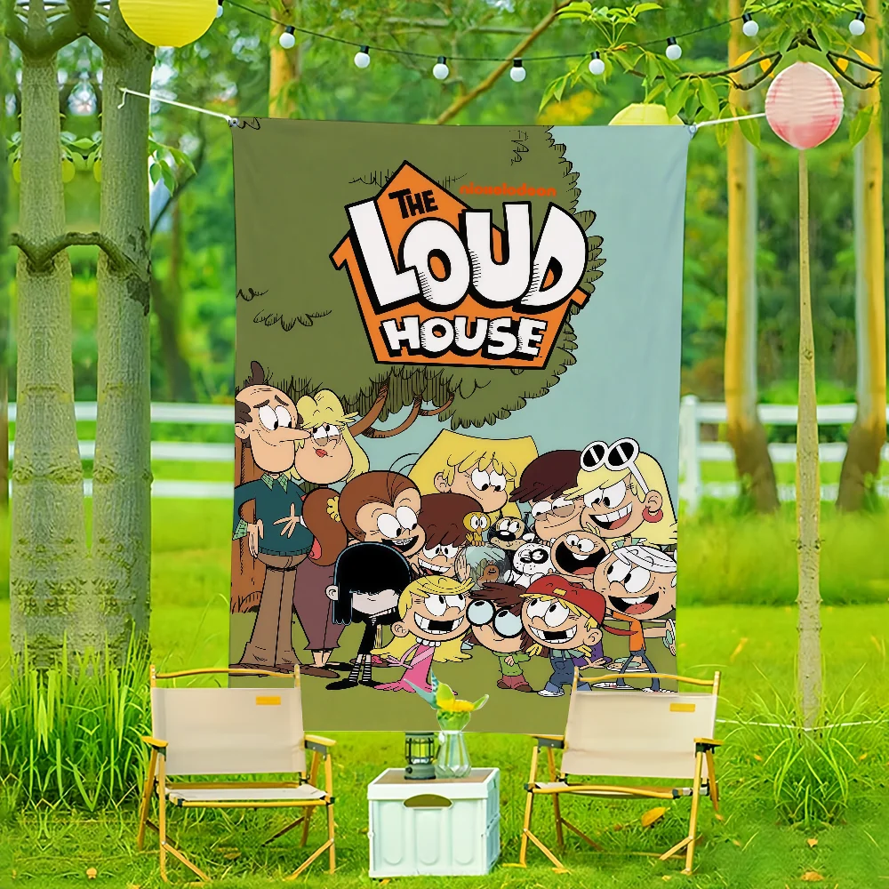 الرسوم المتحركة الكرتونية L-Loud H-House العلم لغرفة المعيشة المنزل النوم فن الديكور المنزل حفلة نزهة ديكور راية #2