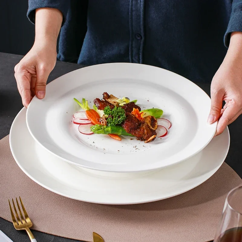 Creativity Ceramic Western Food Tableware High-end Restaurant Hotel Molecular Gastronomy Tableware White French Steak Plate