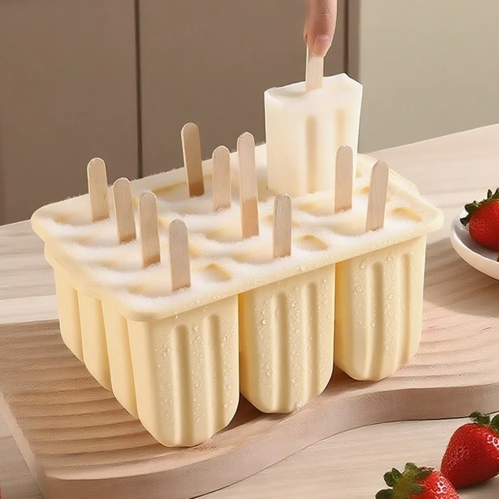 New 12 Grids Silicone Popsicle Mold Easy Release with Lid Ice Pop Mold Reusable Non-stick Ice Cream Maker Freezer