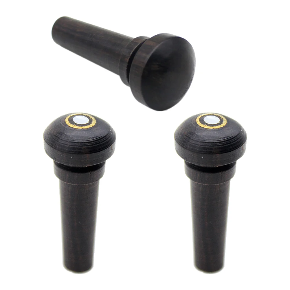 

3 Pcs Violin End Nail Ebony Peg Spare Parts Endpin Musical Instruments Bridge For Chinrest Fisheye Replacement