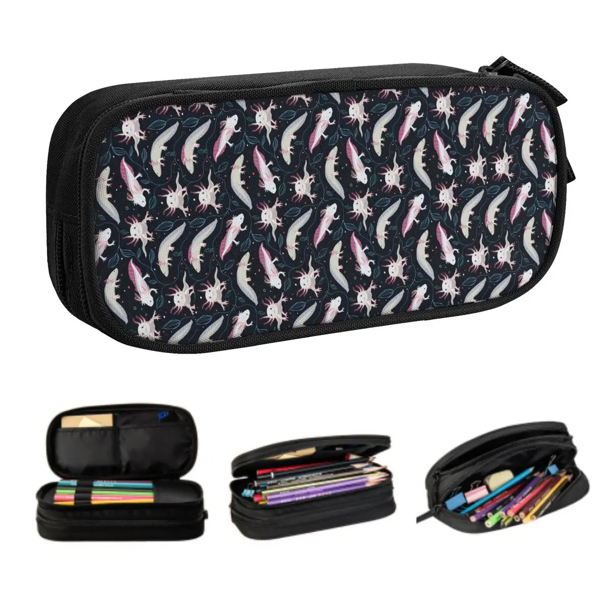 Custom Cute Axolotl Korean Pencil Cases Boys Gilrs Large Capacity Pencil Pouch Students Stationery