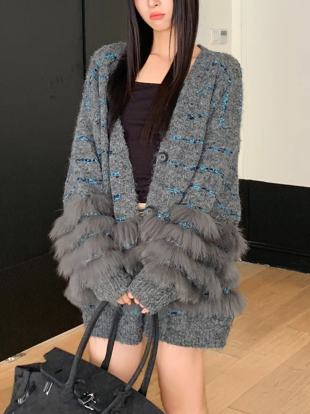 

Sweaters Jumpers Cardigans Womens Cardigan Vintage Korean Subculture Gothic Velvet Border Lace Edge Halloween Party Dark Fur Ins