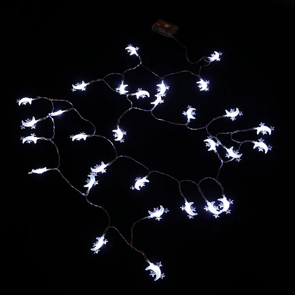 

1 Set 4.8M 30Leds Star Moon String Lights Hollow Pentagram Design Warm White Led For Wedding Party Outdoor Indoor Festival Decor
