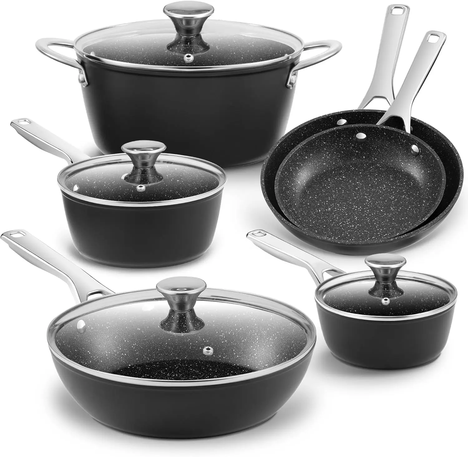 

Cookware Nonstick Pots Pans Set Induction Cooktop All Stoves Dishwasher Safe Kitchen Cooking Frying Pans Saucepans Stockpot