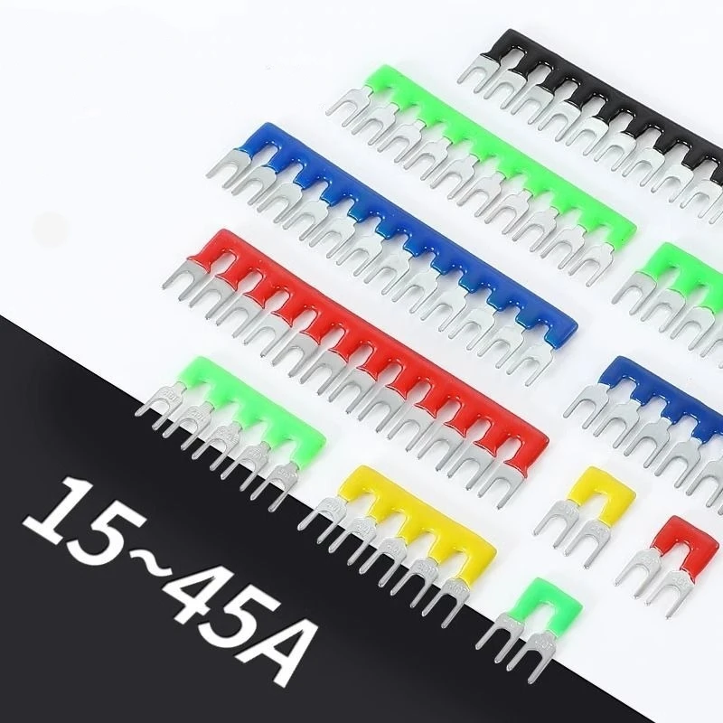 5Pcs TB25A Short Circuit Insulated Terminal Chip Strip Wiring Connecting Bar Wire Connector Electric Wire Conector