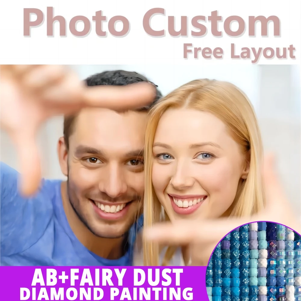 벨벳 캔버스 사진 커스텀 5D 요정 먼지 AB 드릴 다이아몬드 페인팅, 개인 맞춤형 크로스 스티치 모자이크 자수 웨딩 장식