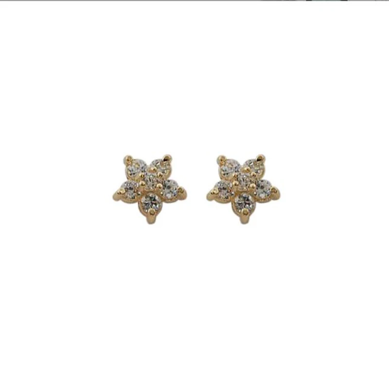 Hot Sale S925 Sterling Silver 14k Gold Shiny Star Zircon Love Earrings Sweet Earrings For Party Fine Jewelry