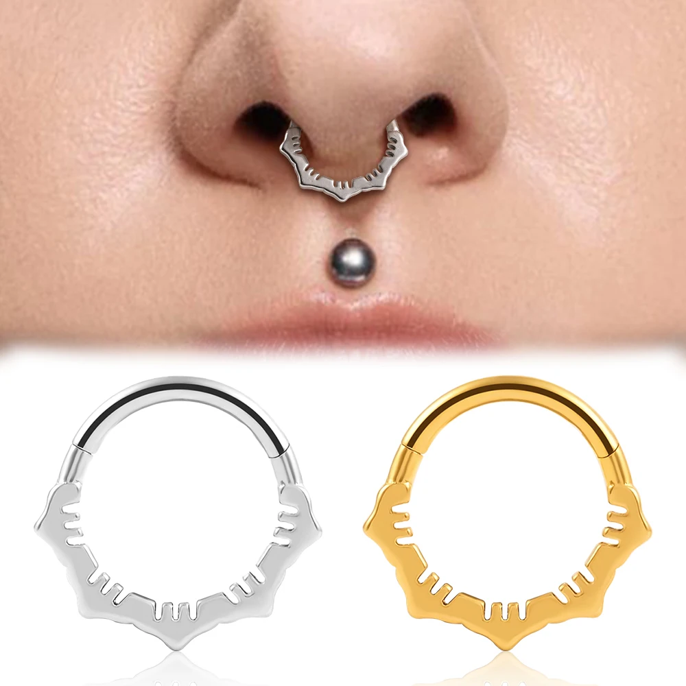 Vanku 1PCS Stainless Steel Nose Ring Septum Piercing for Women Piercing Ear Cartilage Tragus Goth Piercing Nez Opal Body Jewelry