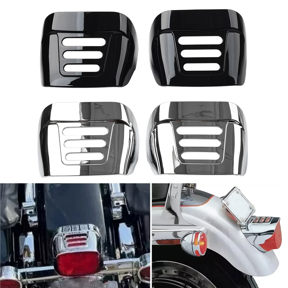 Motorbike Slotted Tail Light Visor Covers Plastic 2Pcs For Harley Tri Glide Ultra Classic FLHTCUTG 2009-2022 Glossy Black/Chrome